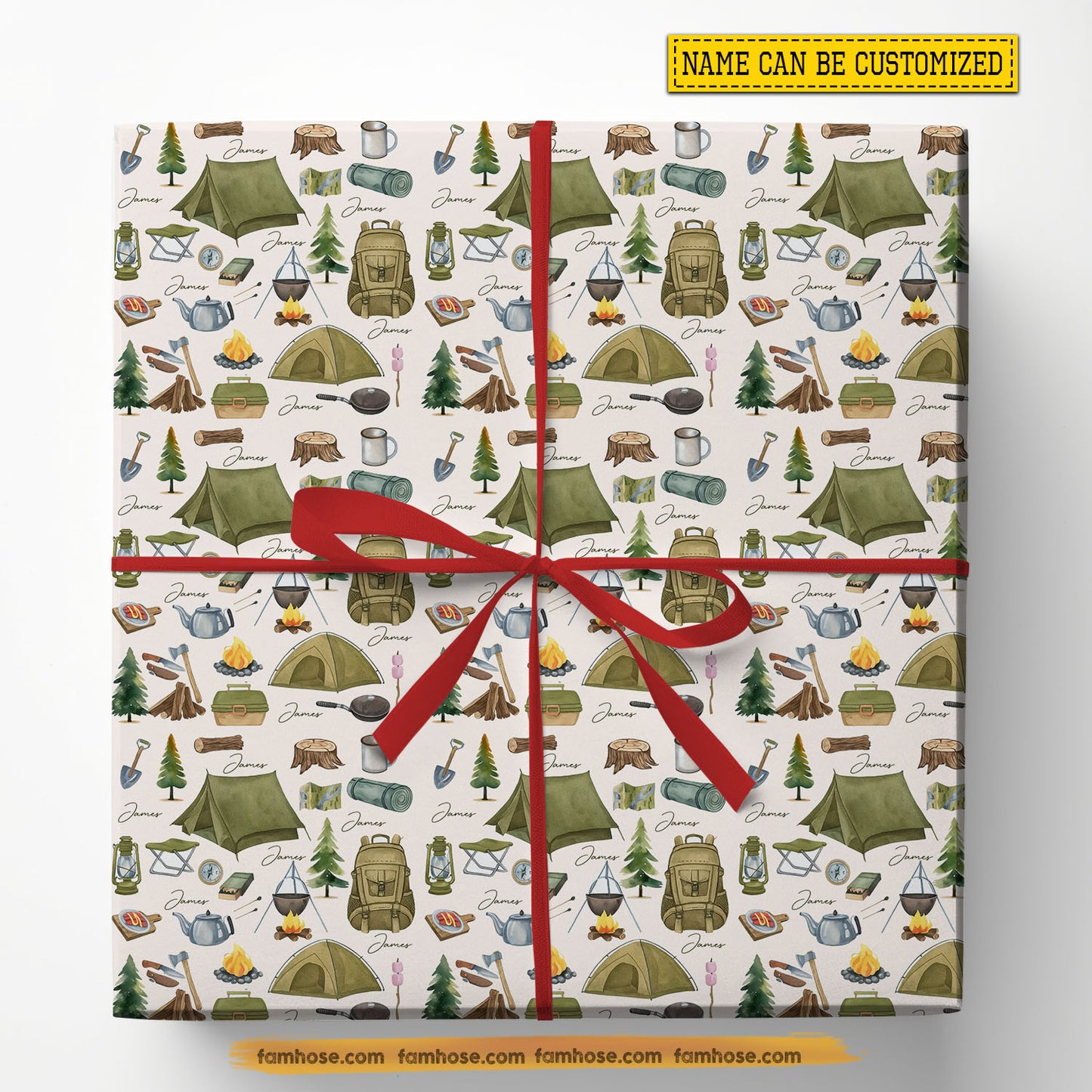 Personalized Camping Wrapping Paper, Wander The Wild Wrapping Paper Rolls, Gift Wrap For Camping Lover