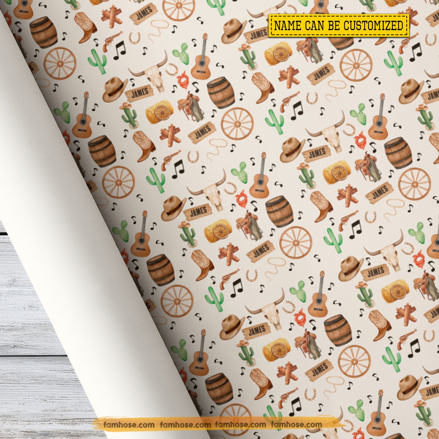 Personalized Cowboy Wrapping Paper, Country Western Wrapping Paper Rolls, Gift Wrap For Cowboy