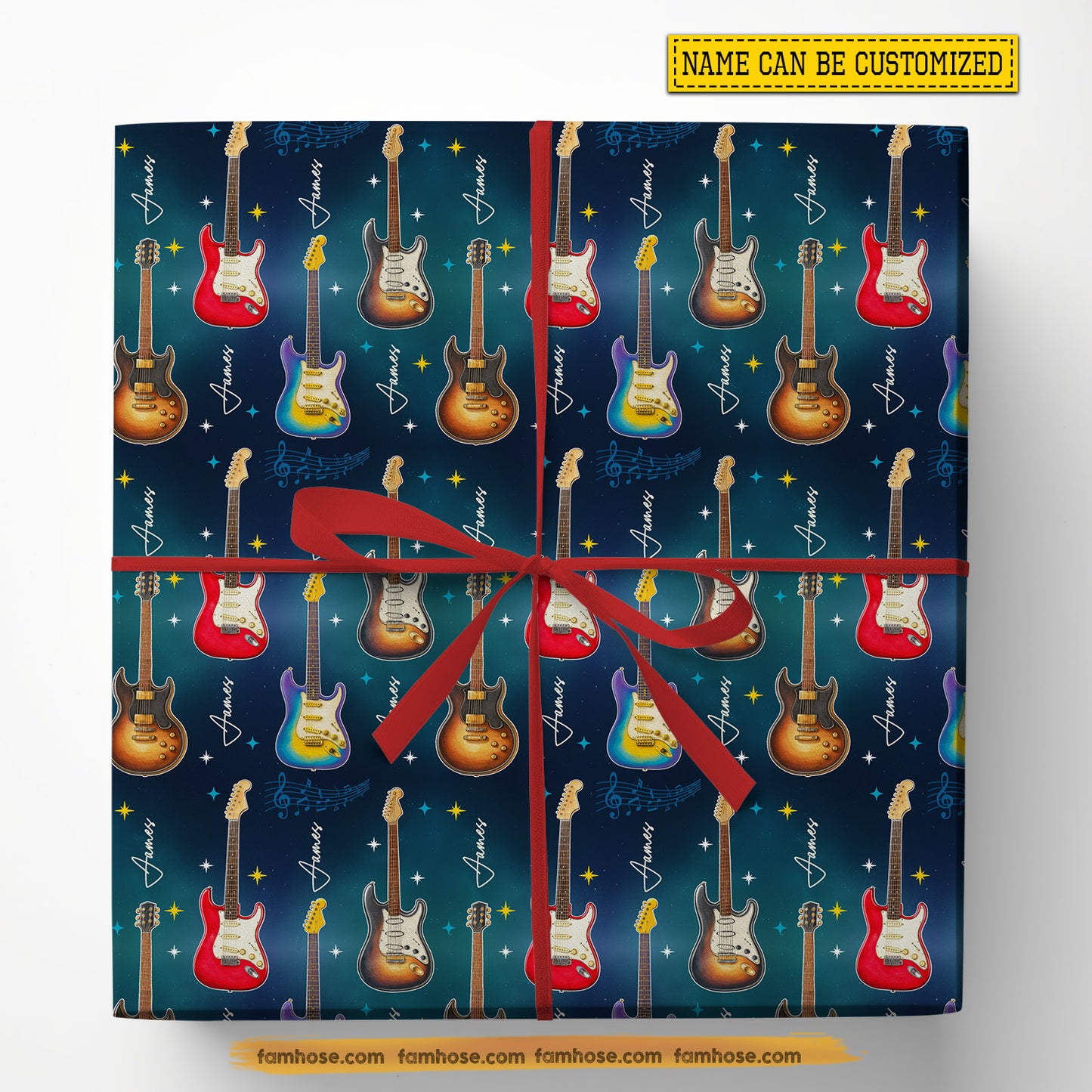 Personalized Guitar Wrapping Paper, Rock Star Guitar Wrapping Paper Rolls, Gift Wrap For Guitar Lover