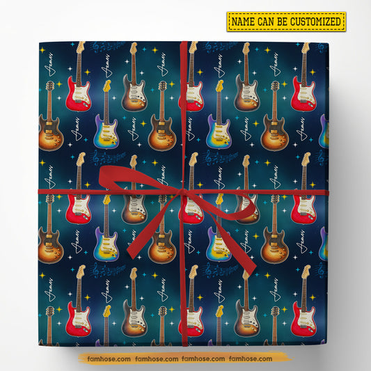 Personalized Guitar Wrapping Paper, Rock Star Guitar Wrapping Paper Rolls, Gift Wrap For Guitar Lover