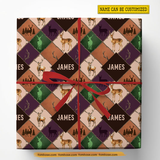 Personalized Deer Hunting Wrapping Paper, Rustic Hunting Wrapping Paper Rolls, Gift Wrap For Deer Hunting Lover