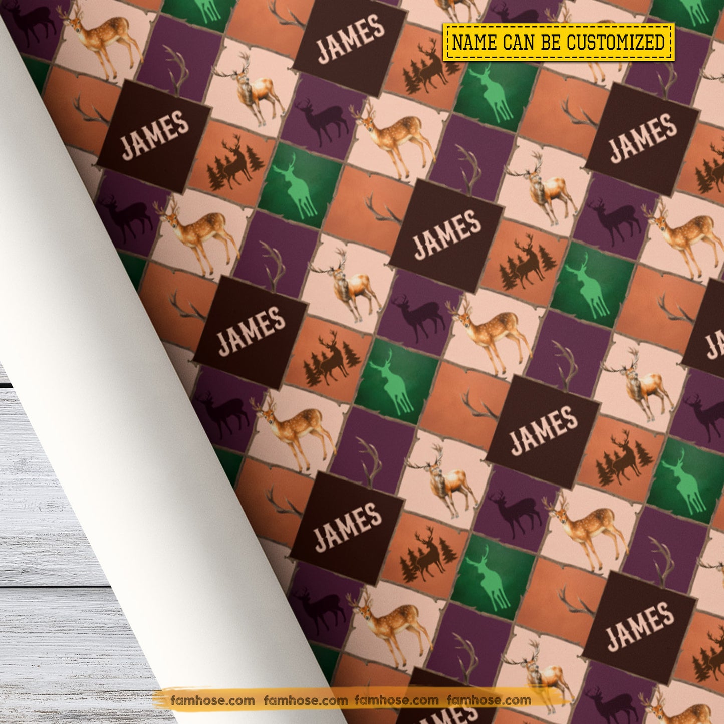 Personalized Deer Hunting Wrapping Paper, Rustic Hunting Wrapping Paper Rolls, Gift Wrap For Deer Hunting Lover