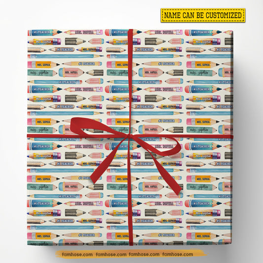 Personalized Teacher Wrapping Paper, Teacher Appreciation Wrapping Paper Rolls, Gift Wrap For Teacher