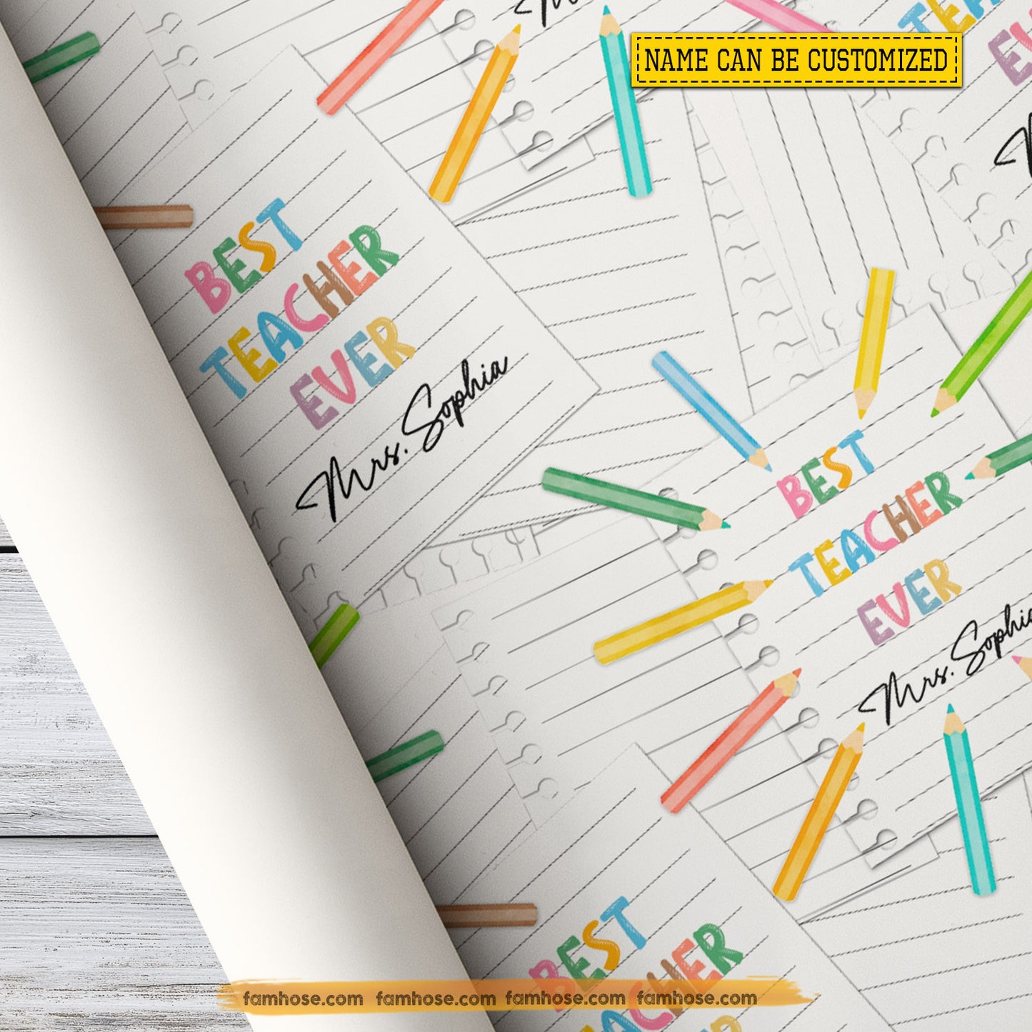 Personalized Thank You For Teacher Wrapping Paper, Best Teacher Ever Wrapping Paper Rolls, Gift Wrap For Teachers