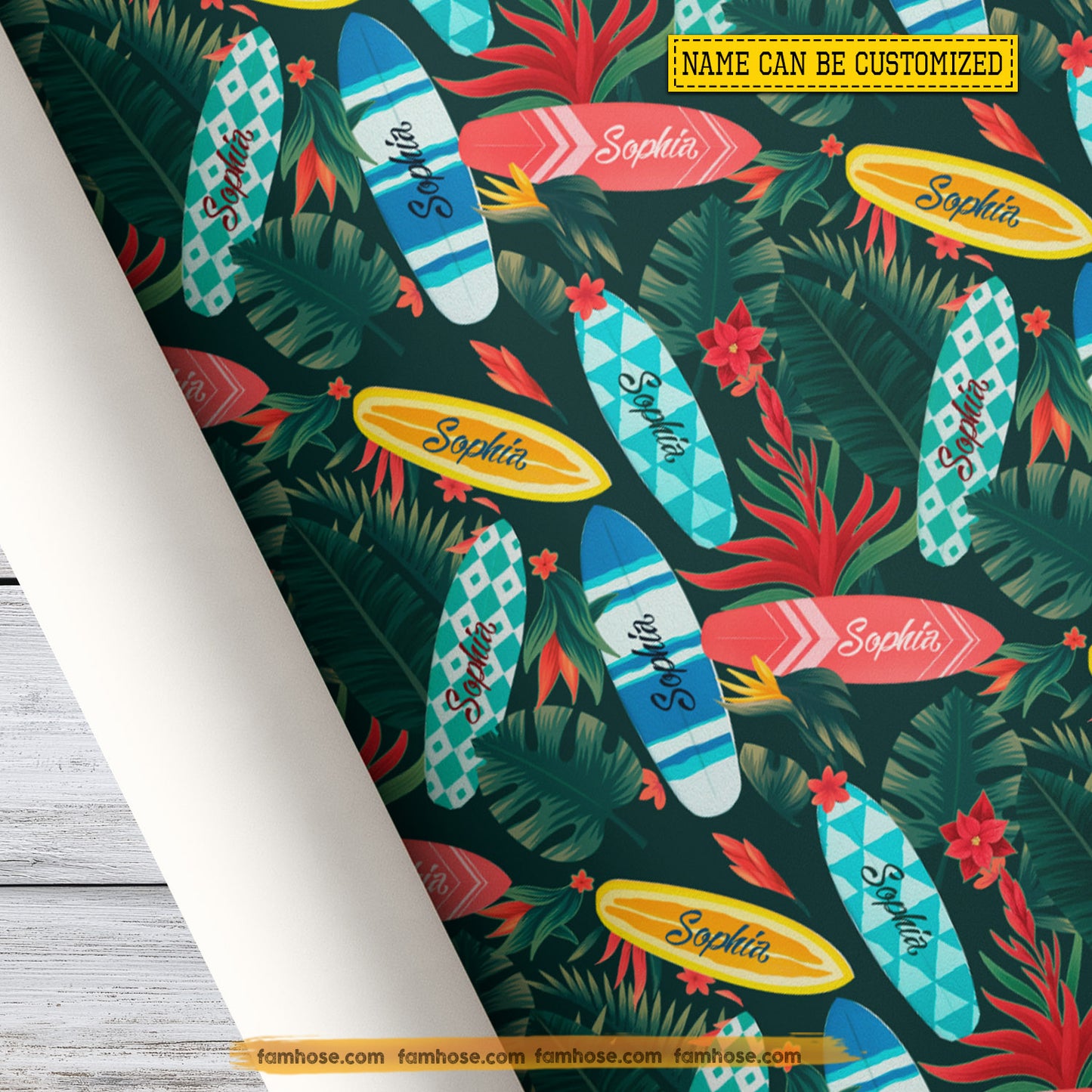Personalized Surfing Wrapping Paper, Tropical Surfing Wrapping Paper Rolls, Gift Wrap For Surfing Lover
