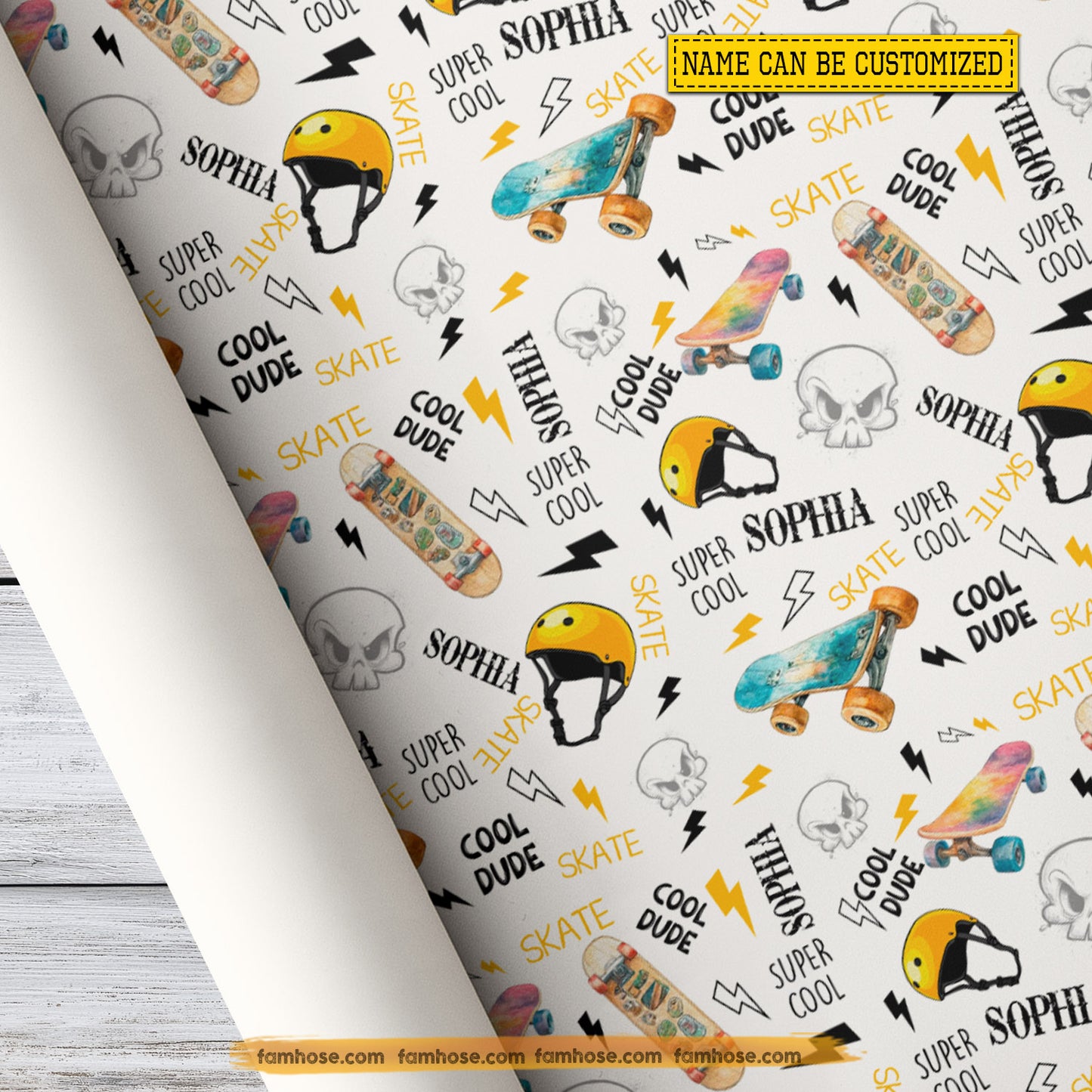 Personalized Skateboarding Wrapping Paper, Urban Skateboard Wrapping Paper Rolls, Gift Wrap For Skateboarding Lover