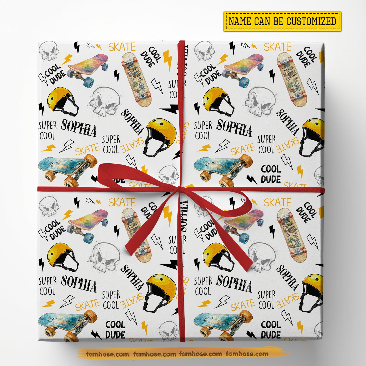 Personalized Skateboarding Wrapping Paper, Urban Skateboard Wrapping Paper Rolls, Gift Wrap For Skateboarding Lover
