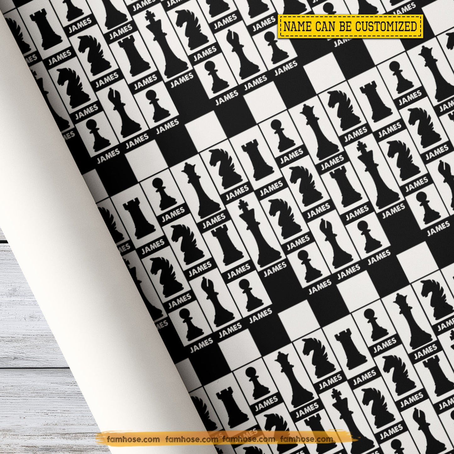 Personalized Chess Wrapping Paper, Checkered Chess Wrapping Paper Rolls, Gift Wrap For Chess Lover