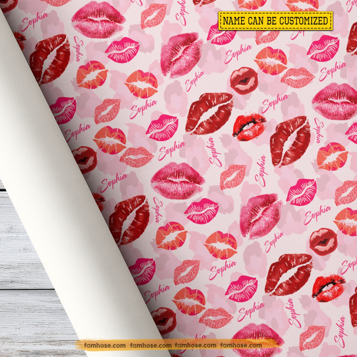 Personalized Valentine Wrapping Paper, Lipstick Kiss Wrapping Paper Rolls, Valentine Gift Wrap For Your Lover