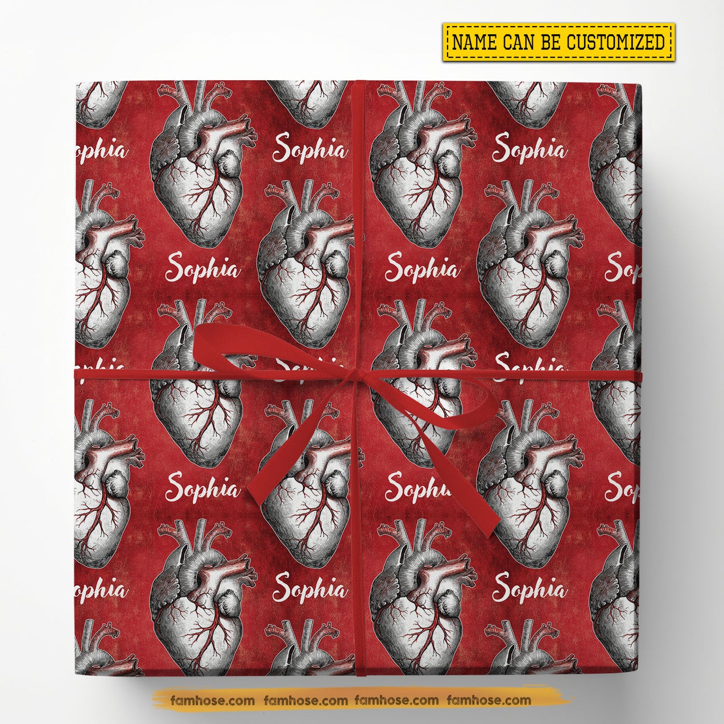 Personalized Valentine Heart Wrapping Paper, Anatomical Heart Wrapping Paper Rolls, Valentine Gift Wrap For Your Lover
