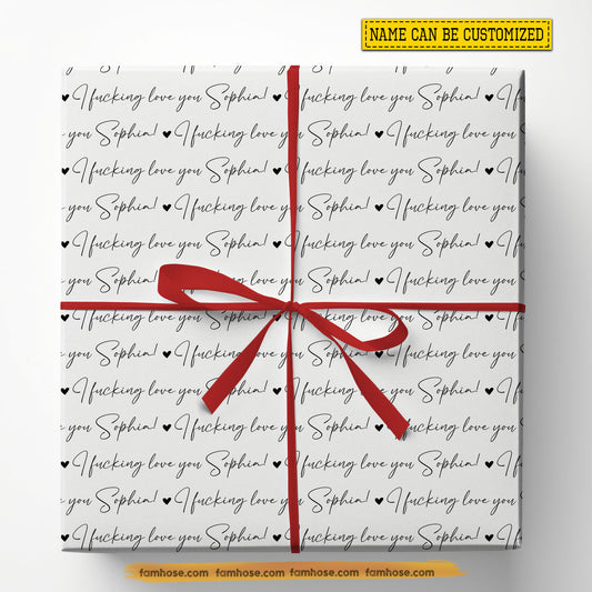 Personalized Valentine Wrapping Paper, I Love You Wrapping Paper Rolls, Valentine Gift Wrap For Your Lover