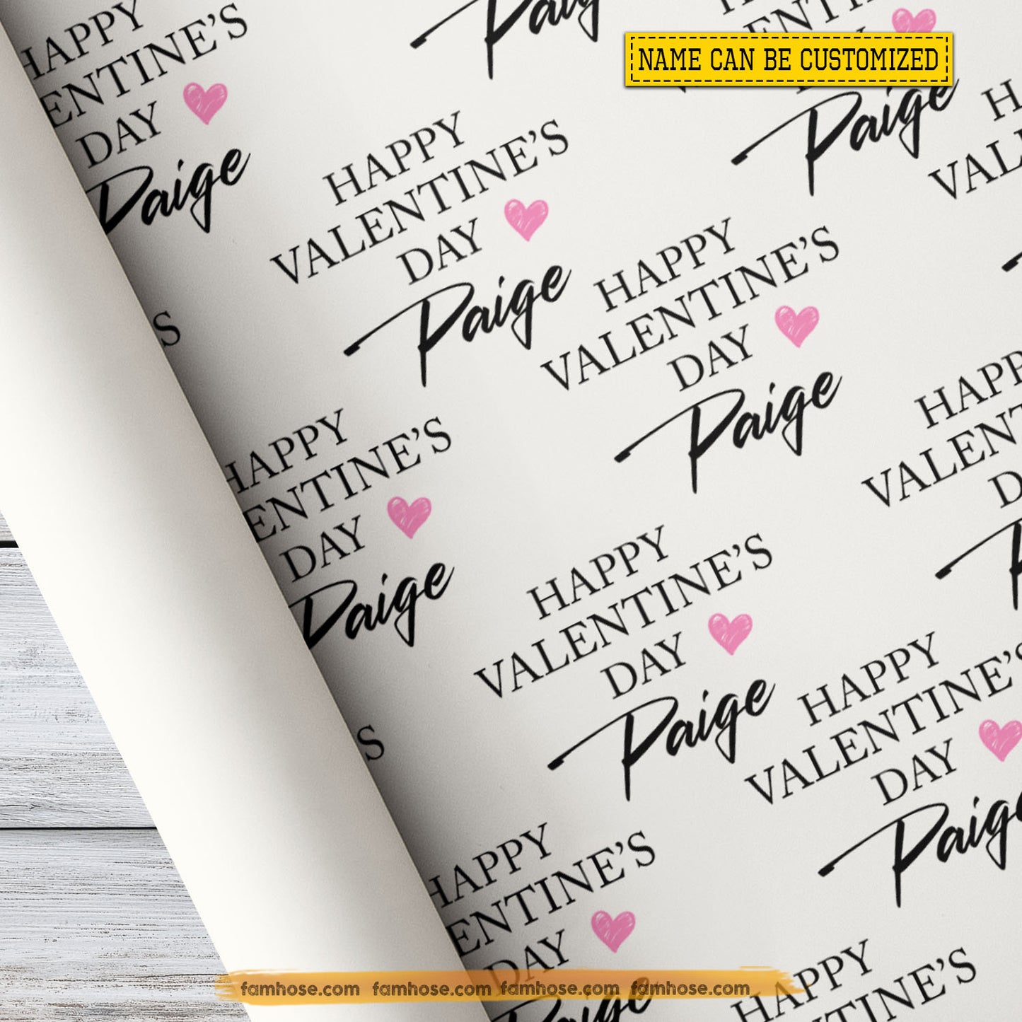 Personalized Valentine Wrapping Paper, Happy Valentine's Day Wrapping Paper Rolls, Valentine Gift Wrap For Your Lover
