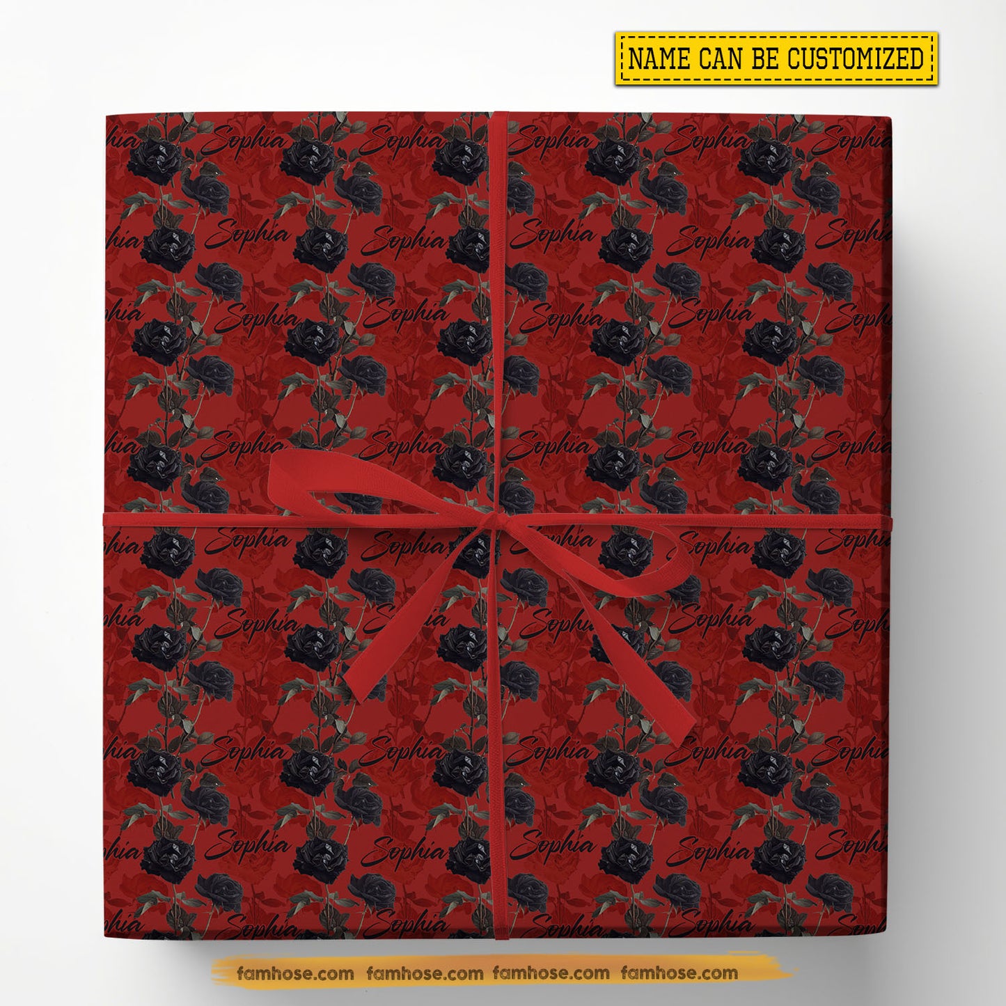 Personalized Valentine Wrapping Paper, Black Rose Rises Wrapping Paper Rolls, Valentine Gift Wrap For Your Lover
