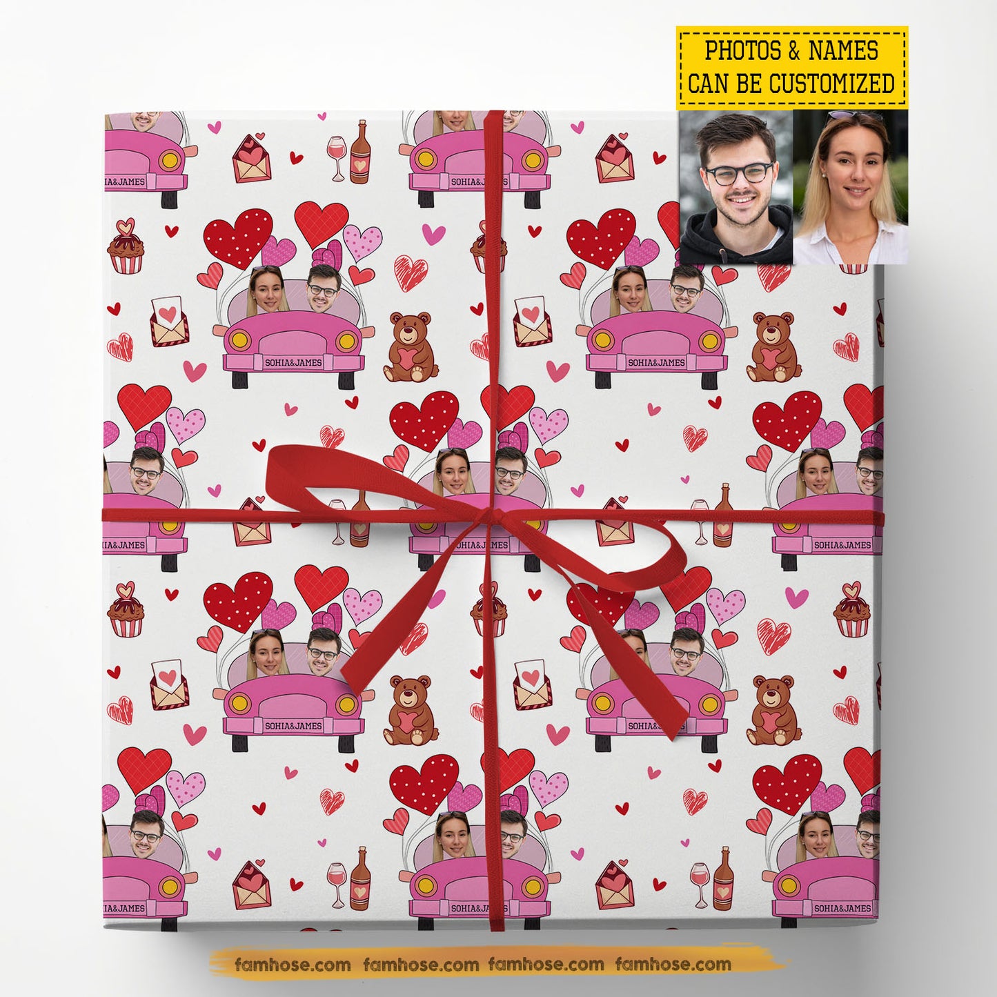 Funny Personalized Valentine Couple Wrapping Paper, Couple In Love Wrapping Paper Rolls, Gift Wrap For Couple