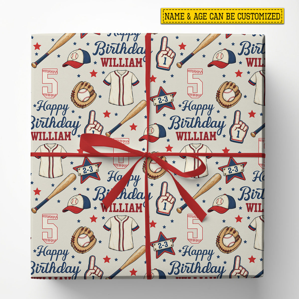 Personalized Baseball Birthday Wrapping Paper, Home Run Birthday Wrapping Paper Rolls, Gift Wrap For Baseball Lover