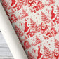 Vintage Christmas Santa Claus Wrapping Paper, Red And White Christmas Toile Pattern Wrapping Paper Rolls, Xmas Gift Wrap
