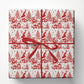 Vintage Christmas Santa Claus Wrapping Paper, Red And White Christmas Toile Pattern Wrapping Paper Rolls, Xmas Gift Wrap