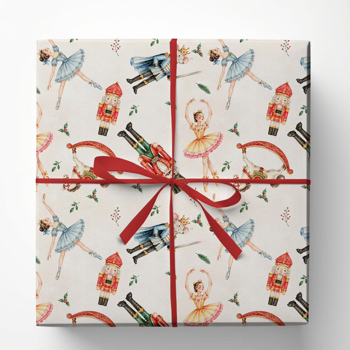 Nutcracker Ballet Christmas Wrapping Paper, Vintage Ballerina and Nutcracker Soldier Wrapping Paper Rolls, Xmas Gift Wrap For Ballet Lover