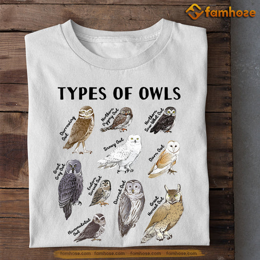 Cute Owl T-shirt, Types Of Owls Gift For Owl Lovers, Owl Owners, Owl Tees