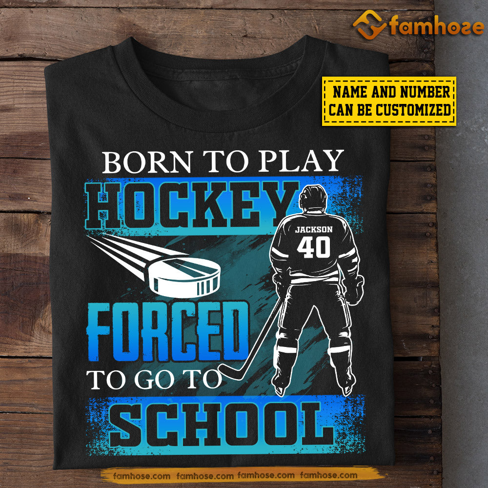 Funny Personalized Back To School Hockey Boy Kid T-shirt, Born To Play Hockey Sport Tees Gift For Hockey Lovers