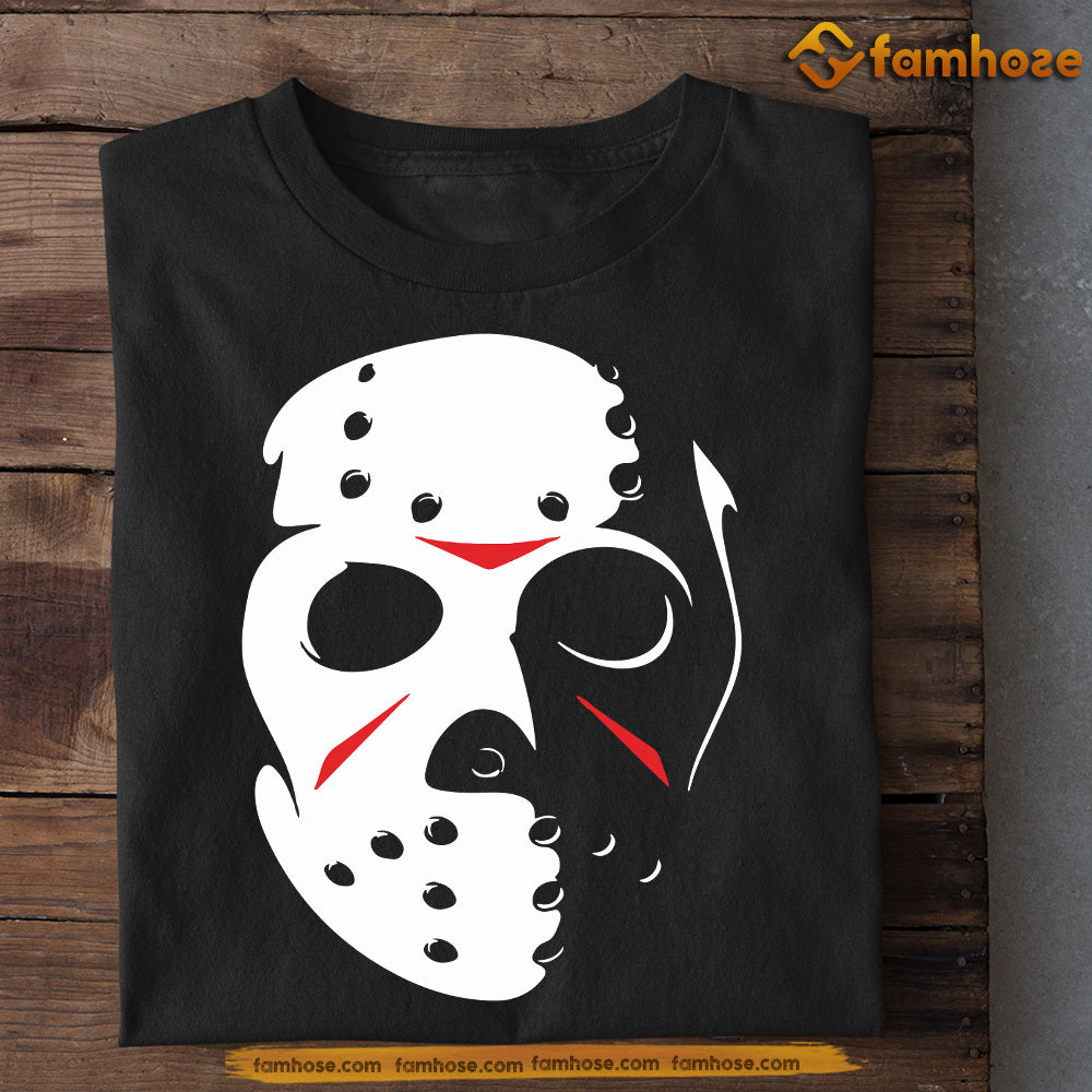 Scary Halloween Hockey T-shirt, Friday the 13th Movie, Jason's Mask, Tees Gift For Hockey Lovers