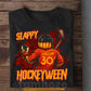 Halloween Hockey T-shirt, Slappy Hockeyween Tees Spooky Season Gift For Hockey Lovers
