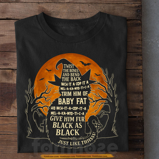 Funny Halloween Cat T-shirt, Twist The Bones And Bend The Back Tees Spooky Season Gift For Cat Lovers