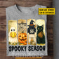 Personalized Halloween Softball Boo Cat T-shirt, Spooky Season Tees Gift For Softball Lovers