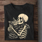 Halloween Skeleton Cat T-shirt, He Loves His Cat Tees Spooky Season Gift For Skeleton Lovers