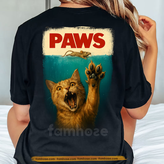 Funny Cat Backside T-shirt, Comedy Cat & Mouse Battle Tee Gift For Cat Lovers