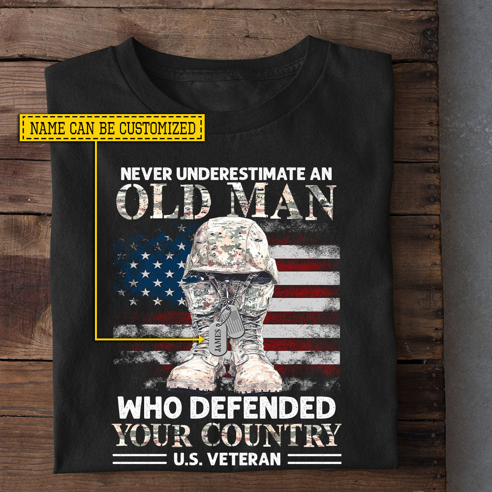 Personalized Veterans T-shirt, Never Underestimate An Old Man USA Tees Gift For Veteran Lovers