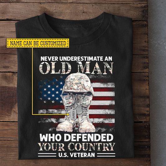 Personalized Veterans T-shirt, Never Underestimate An Old Man USA Tees Gift For Veteran Lovers