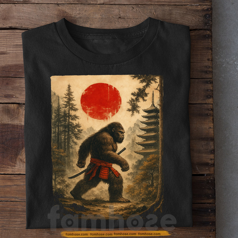 Samurai Bigfoot T-Shirt, Mythical Warrior Sport Tees Gift For Bigfoot Lover