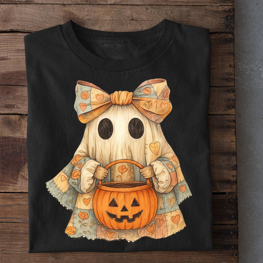 Halloween Ghost T-shirt, Sweet Ghost Trick-Or-Treat Tees Spooky Season Gift For Ghost Lovers