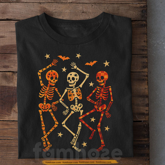 Halloween Skeleton T-shirt, Dancing Bones Fiesta Tees Spooky Season Gift For Skeleton Lovers