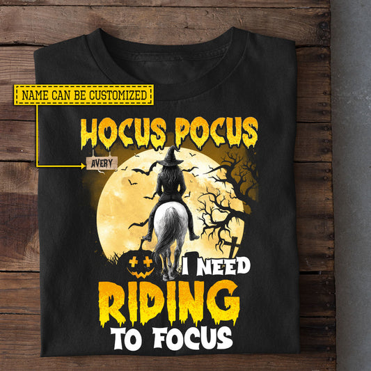 Funny Personalized Halloween Witch Riding Horse T-shirt, Hocus Pocus Tees Spooky Season Gift For Horse Riding Lovers