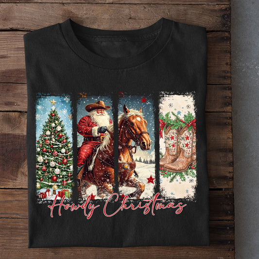 Funny Christmas Cowboy T-shirt, Howdy Christmas Tees Xmas Gift For Cowboys
