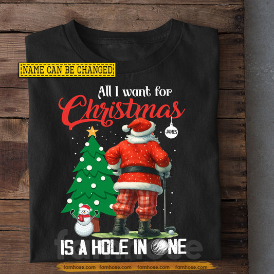Personalized Christmas Golf T-shirt, All I Want For Christmas Tees Xmas Gift For Golf Lovers