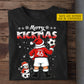 Funny Personalized Christmas Soccer T-shirt, Mery Kickmas Sport Tees Xmas Gift For Soccer Lovers