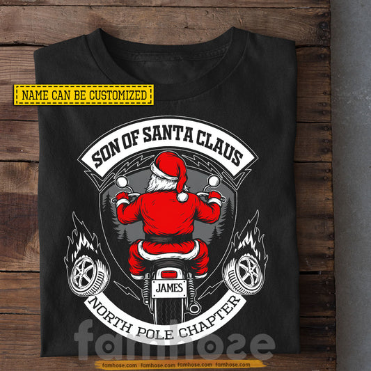 Funny Motorcycle T-shirt, Son Of Santa Claus Tees Xmas Gift For Biker, Motorcycle Lovers
