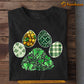 Cool Patrick's Day Dog & Shamrock T-shirt, Shamrock Paws Tees Patrick's Day Gift For Dog Lovers