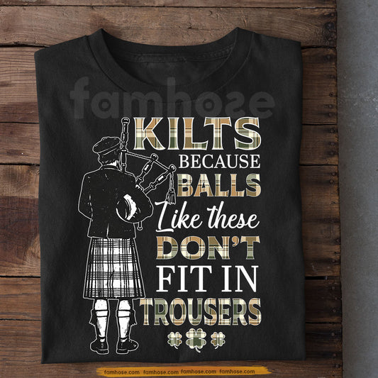 Funny Irish T-shirt, Real Men Wear Kilts Shamrock Tees St Patrick's Day Gift For Irish Lovers