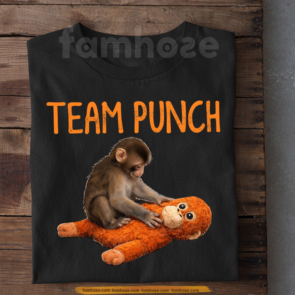 Funny Team Punch Meme T-shirt, Cute Monkey Tees Encouragement Gift