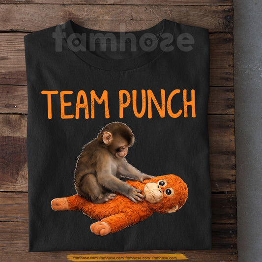 Funny Team Punch Meme T-shirt, Cute Monkey Tees Encouragement Gift