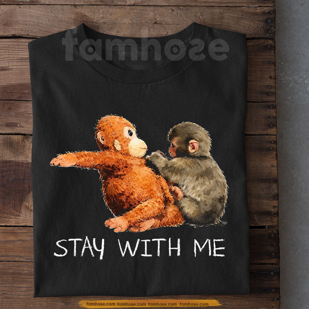 Punch Meme T-shirt, Stay With Me Funny Monkey Comfort Tees Encouragement Gift