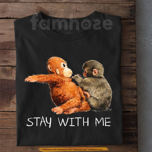 Punch Meme T-shirt, Stay With Me Funny Monkey Comfort Tees Encouragement Gift
