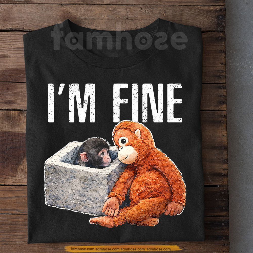Punch Meme T-shirt, I'm Fine Funny Monkey Comfort Tees Encouragement Gift
