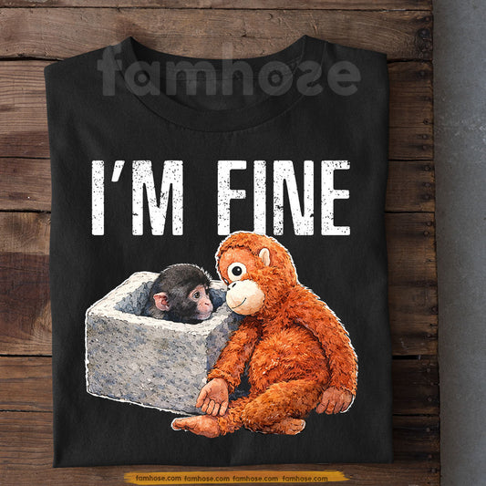Punch Meme T-shirt, I'm Fine Funny Monkey Comfort Tees Encouragement Gift