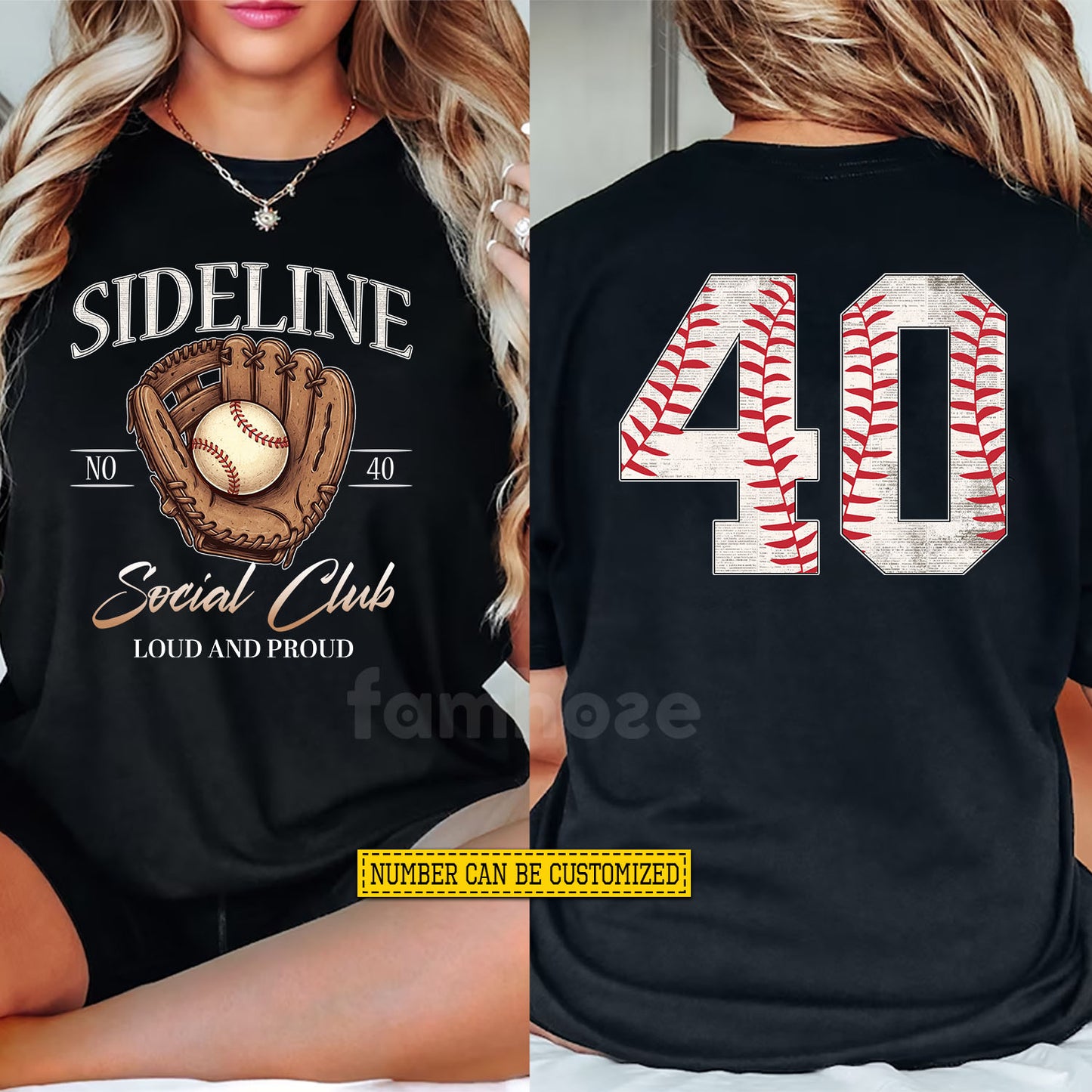 Personalized Baseball Mom Two-side T-shirt, Sideline Social Club Loud And Proud Tees Mother's Day Gift For Baseball Lovers