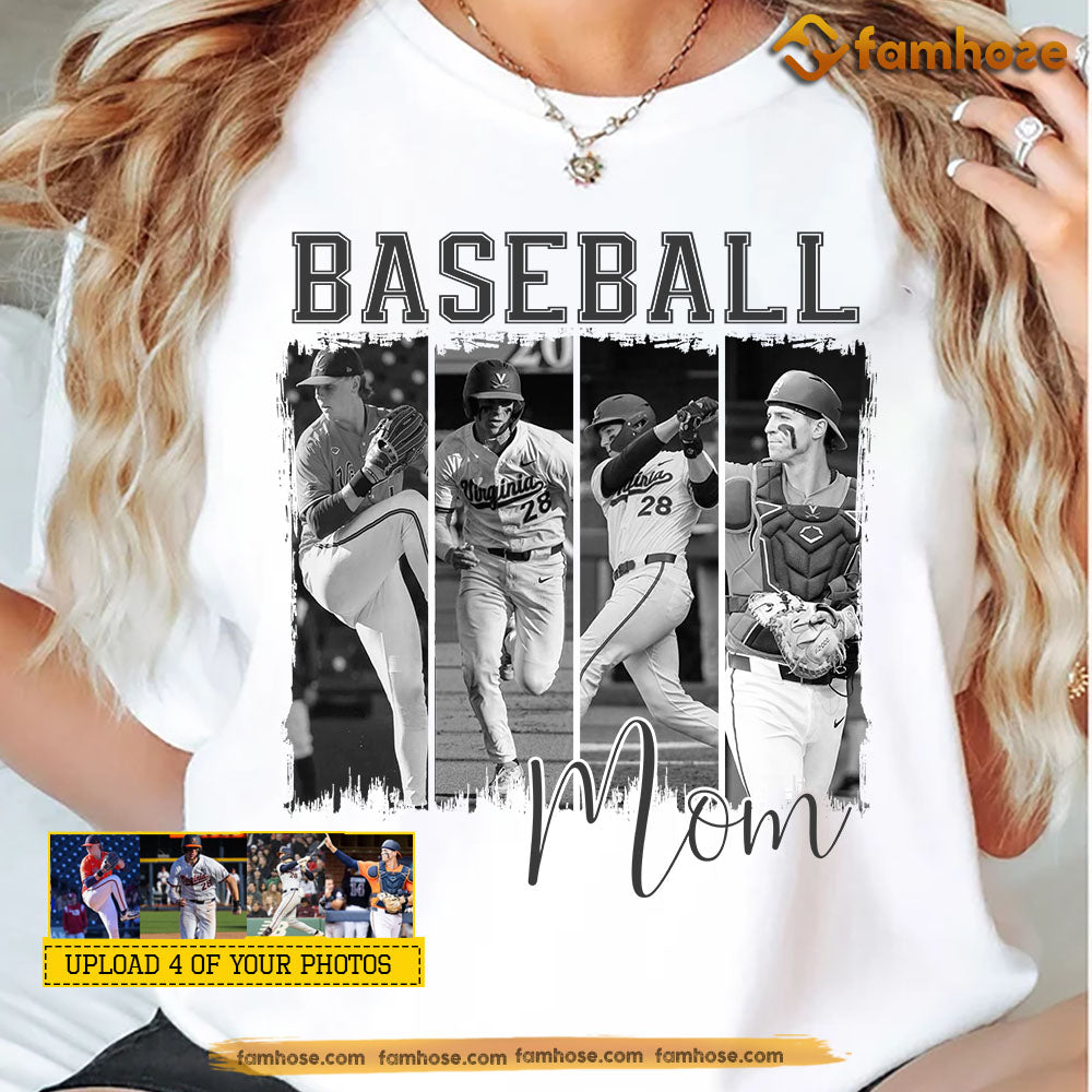 Personalized Baseball Mom Son T-shirt, Baseball Game Day Tees Gift For Baseball Lover